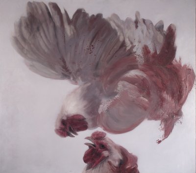 Vertikální kohouti II, 2003 (olej na plátně) od Nicola Pucci