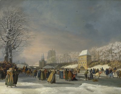 Soutěž žen v bruslení na Stadsgracht v Leeuwarden, 21. ledna 1809 Bruslařská soutěž na Stadsgracht v Leeuwarden dne 21. ledna 1809 od Nicolaas Baur (signed by artist)