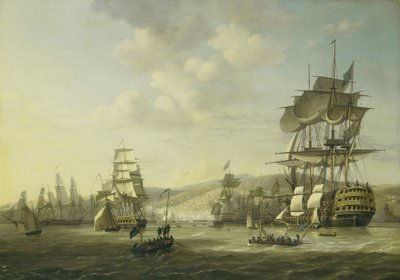 Anglo-nizozemská flotila v Alžírském zálivu zálohuje ultimátum k propuštění křesťanských otroků, 26. srpna 1816 Čtyři epizody během přítomnosti Anglo-nizozemské flotily v Alžírském zálivu, 26. až 27. srpna 1816 (název série) od Nicolaas Baur