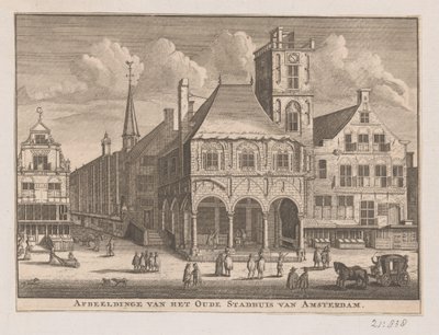 Pohled na starou radnici v Amsterdamu Obrázek staré radnice v Amsterdamu (název na objektu) od Nicolaas ten Hoorn