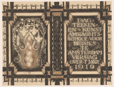 Návrh kapely pro: Zpráva dne Škola kreslení a uměleckých řemesel pro dívky v Amsterdamu kolem roku 1919 od Nicolaas van de Vecht