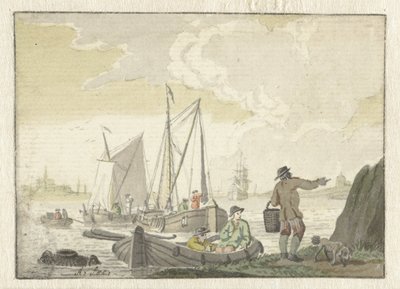 Pohled na řeku s loděmi od Nicolaes Aartman