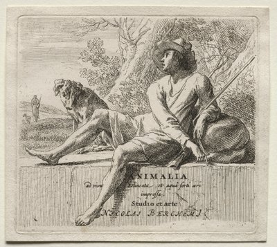 Animalia: Frontispis, ovčák a pes od Nicolaes Berchem
