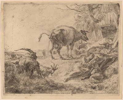 Cow Pissing. od Nicolaes Berchem