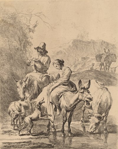 Pastýřka na oslu. od Nicolaes Berchem