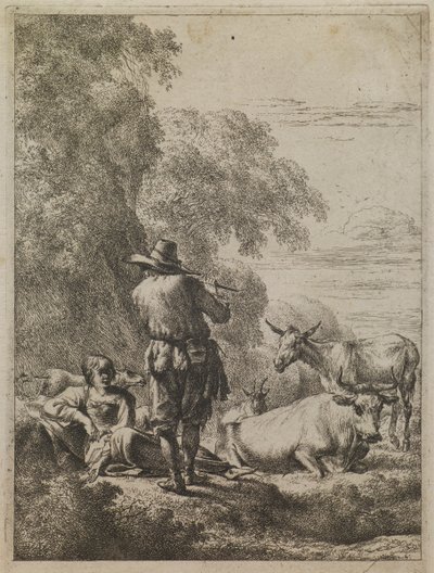 Pastýř hrající na flétnu od Nicolaes Berchem