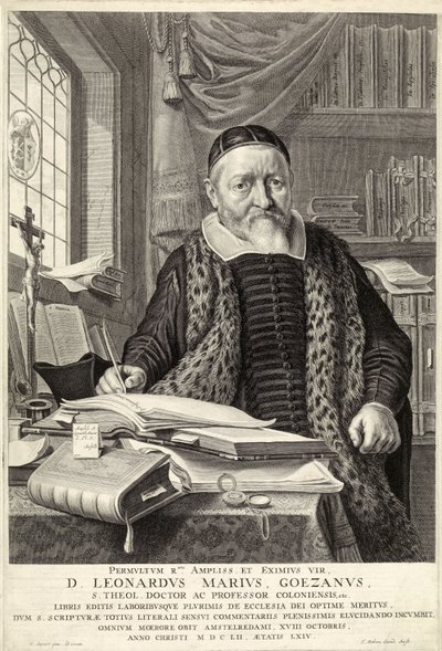 D. Leonardus Marius Goezanus, hospod. 1654 (rytina) od Nicolaes Cornelisz (c.1592 1655) Moeyaert