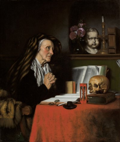 Modlící se stará žena, kolem roku 1655 od Nicolaes Maes
