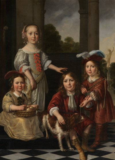 Portrét čtyř dětí (olej na plátně) od Nicolaes Maes