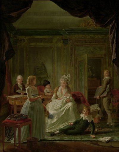 Portrét Aernouta van Beeftingha, jeho manželky Jacoby Marie Boonové a jejich dětí Aernout van Beeftingh (1759-1831) se svou první manželkou Jacobou Marií Boon (1760-1800) a jejich dětmi od Nicolaes Muys