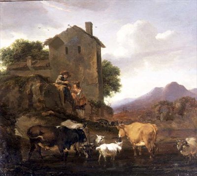 Pastevci s dobytkem a kozami od Nicolaes Pietersz. Berchem