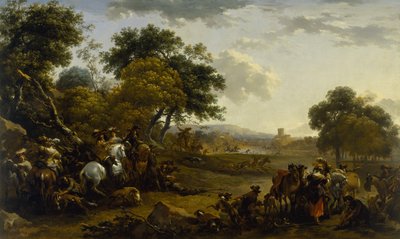 Krajina s lovci od Nicolaes Pietersz. Berchem
