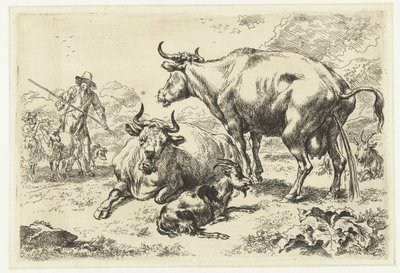 Ležící a čůrající kráva Zvířata (název seriálu) od Nicolaes Pietersz Berchem