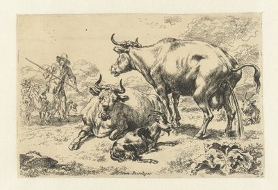 Ležící a čůrající kráva Zvířata (název seriálu) od Nicolaes Pietersz Berchem
