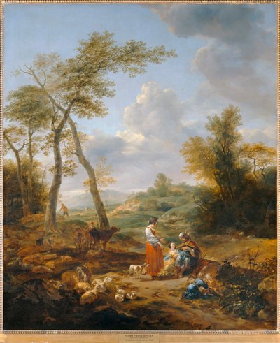 Krajina s Elkanou a jeho dvěma ženami Annou a Penninou ... od Nicolaes Pietersz. Berchem
