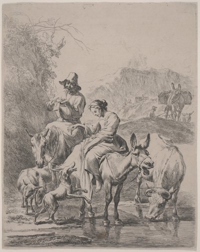 Přechod přes řeku od Nicolaes Pietersz. Berchem