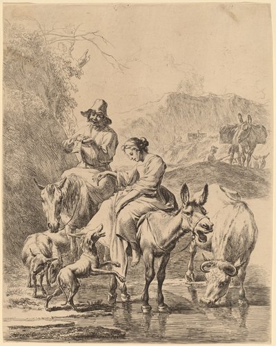 Pastýřka na oslu od Nicolaes Pietersz Berchem