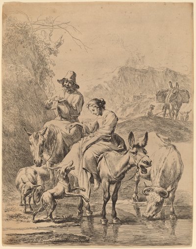 Pastýřka na oslu od Nicolaes Pietersz Berchem