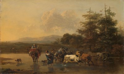 Stádo dobytka Stádo dobytka překračující Ford od Nicolaes Pietersz Berchem