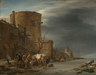 Městská zeď v Haarlemu v zimě od Nicolaes Pietersz Berchem