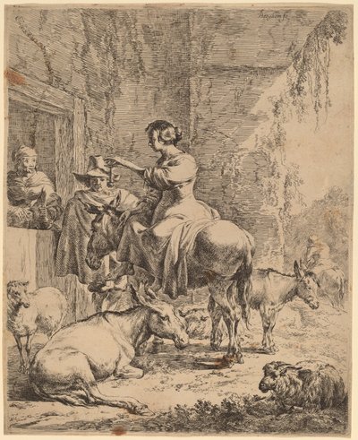 Zbytek před hostincem od Nicolaes Pietersz Berchem
