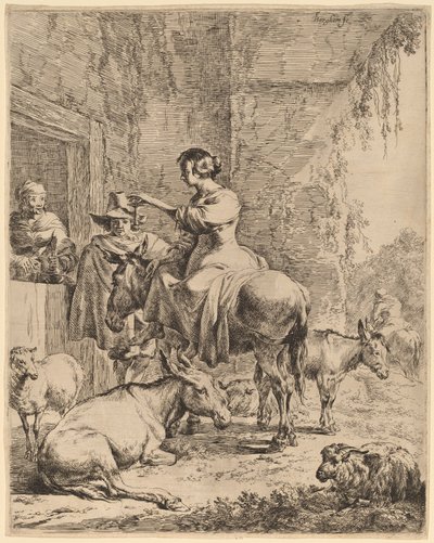 Zbytek před hostincem od Nicolaes Pietersz Berchem