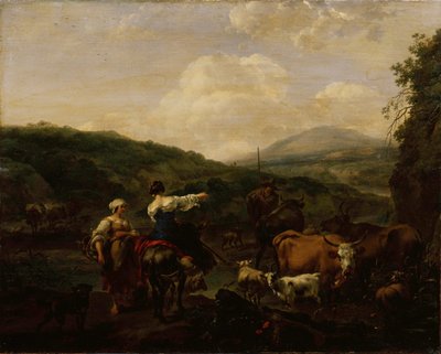Dobytek na rozptylovém místě od Nicolaes Pieterszoon Berchem