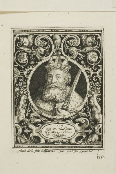 Karel Veliký, sedmý talíř z knihy Devět hodnostářů od Nicolaes de Bruyn