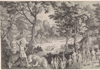 David v Goliášovi od Nicolaes de Bruyn