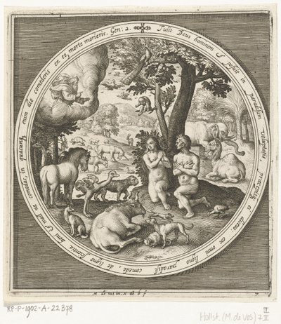 Sedmý den stvoření: Adam a Eva v ráji Od stvoření k vyhnání z ráje (název série) od Nicolaes de Bruyn