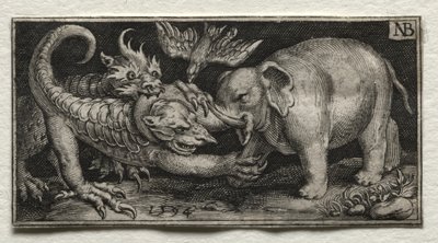Slon bojuje se dvěma bestiemi od Nicolaes de Bruyn