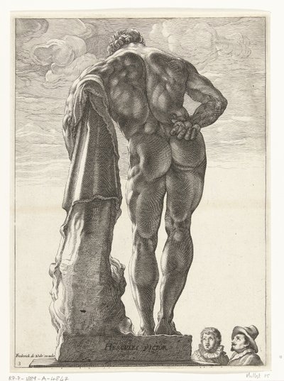 Hercules Farnese Hercules Victor (titul na předmětu) Tři antické sochy v Římě po Goltziovi (název série) od Nicolaes de Bruyn