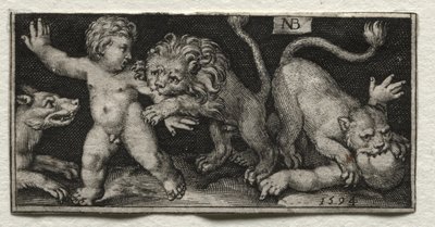 Lvi útočí na děti, 1594. od Nicolaes de Bruyn