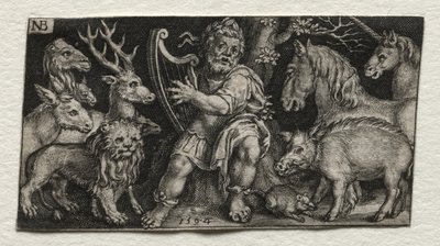 Orpheus okouzlující zvířata od Nicolaes de Bruyn