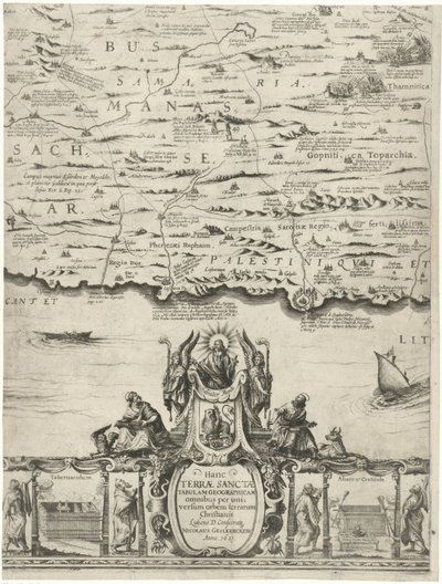 Kaart van Palestine Nový popis Svaté země nebo země zaslíbené (název na předmětu) od Nicolaes van Geelkercken