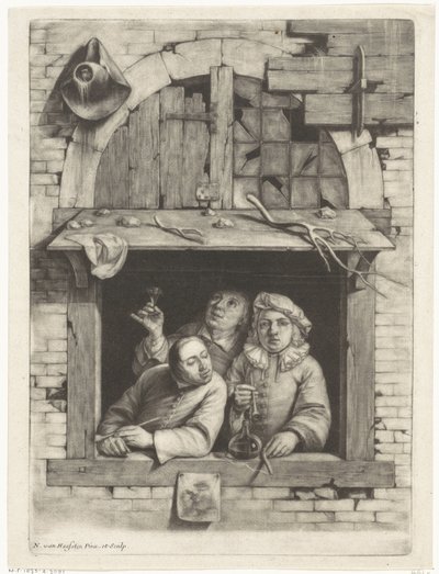Tři kuřáci v okně od Nicolaes van Haeften