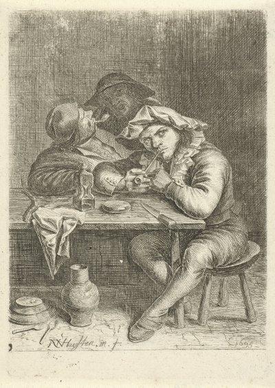Dva kuřáci u stolu od Nicolaes van Haeften