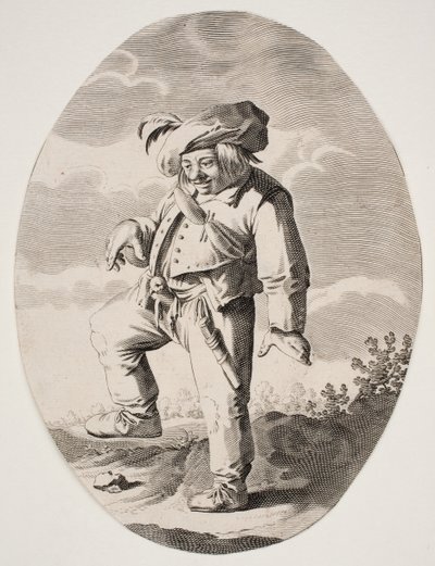 Tančící farmář s ptákem ve své mouše od Nicolaes van Lijnhoven