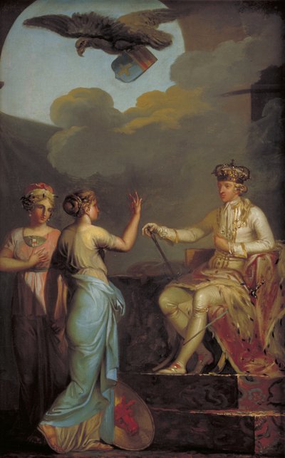 Christian VII Sjednocení vévody s královskou částí Holštýnska v roce 1773 od Nicolai Abildgaard