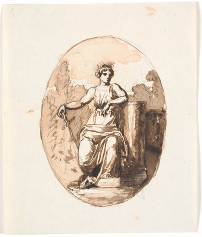 Sedící ženská postava, alegorie síly nebo stálosti od Nicolai Abildgaard