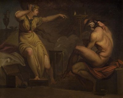 Fotis vidí svého milence Luciuse proměněného v osla. Motiv z Apeleiova Zlatého zadku od Nicolai Abildgaard