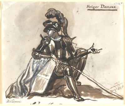 Holger Danske sedí v brnění od Nicolai Abildgaard