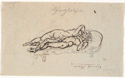 Odysseus a Calypso, ležící nazí na posteli od Nicolai Abildgaard
