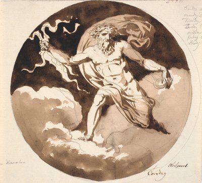 Čtvrtek. Jupiter s bleskem v pravé ruce od Nicolai Abildgaard