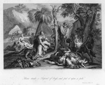 Zvednutí mosazného hada, čísla XXI, 9 (rytina) od Nicolas (after) Poussin