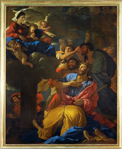 Apparition de la Vierge a Saint Jaques le Majeur - zjevení Panny Marie svatému Jakubovi staršímu;1629-1630 ... od Nicolas (attr.to) Poussin