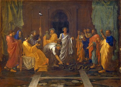 Mojžíš proměnil Áronovu hůl v hada... od Nicolas (attr.to) Poussin