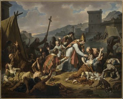Oddanost Monsignora de Belsunce během moru v Marseille, 1720, před rokem 1819. od Nicolas André Monsiaux