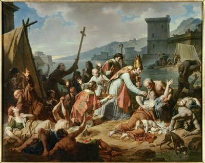 Devouement monsignora de Belsunce během moru v roce 1720 v Marseille. Obraz Nicolase Monsiau (1754-1837) od Nicolas Andre Monsiau