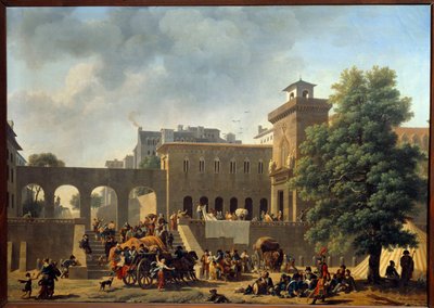 Italské tažení (1796-1797): „Vnějšek vojenské nemocnice aneb Francouzi v Itálii““ Malba Nicolase Antoine Taunaye (1755-1820) Slunce 18. století. 0,46 x 0,65 m od Nicolas Antoine Taunay